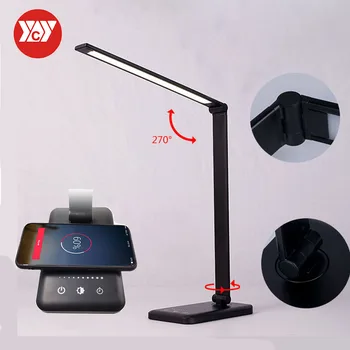 

Dimmable Touch Timer LED Table Desk Lamp QI Wireless Charging Eye Protection Multi-Function Reading Light For Phone charge