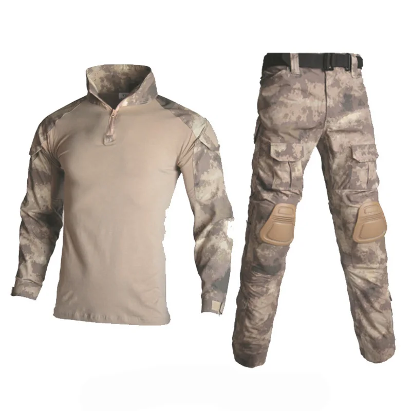 Военная форма рубашка+ брюки с наколенниками налокотники Открытый страйкбол Ghillie костюм Тактический лягушка наборы Камуфляж Охота Одежда
