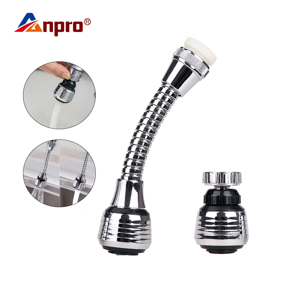Anpro-grifo aireador de cocina giratorio de 360 grados, rociador de doble modo ajustable, filtro, difusor, ahorro de agua, Conector de boquilla para grifo