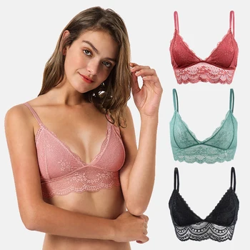 

Lace Bralette Ladies Halter Bra Soft Top Lingerie Underwear Translucent Sexy Intimate Bra 3/4 Cups Crop Top Unlined Bras