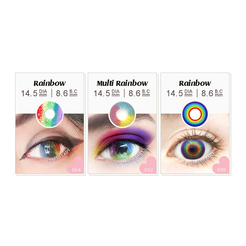 

Rainbow Big Eye Makeup Contact lens Soft ColorContact Lenses 1 Pair=2PCS for Eye Color Lens Cosplay