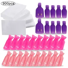 20PCS Plastic Fingers And Toes Nail Art Soak Off Cap Clip And 900PCS Cleanser Nail Gel Polish Removal Wraps Remove Tool Nail Tip