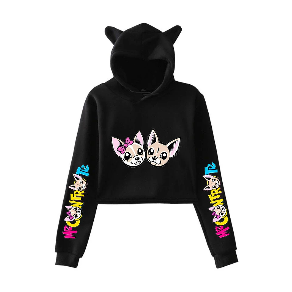  New 2019 Autumn Korean Style Casual Femme Long-sleeved Short Cat Ears Pullovers Sweatshirts Women H