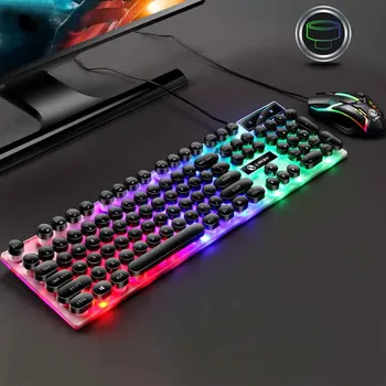 

Gaming Keyboard Gamer Keyboard With Colorful Backlight USB Rubber Keycaps Wired USB Ergonomic keyboard For PC Laptop