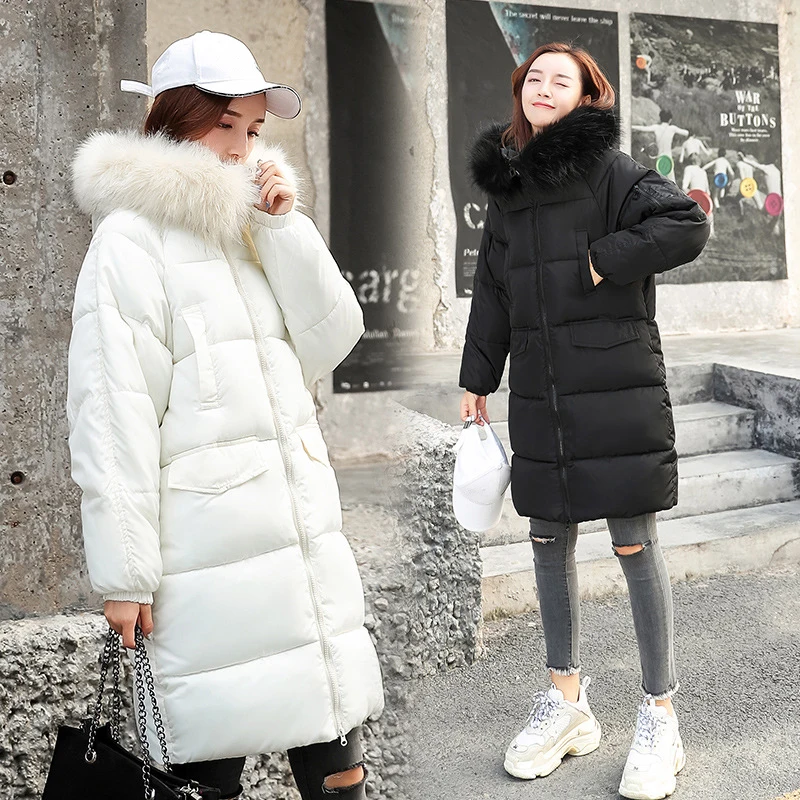 #*Cheap Fur Collar Thickening Velvet Warm Jacket Plus Size M 2XL Winter Jacket Women Long length Parka Coat Loose Casual Cotton Clothes