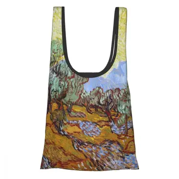 

ST Post Impressionism Eco Shopping Bag Fashion Foldable Reusable Tote Folding Pouch Convenient Storage Bag