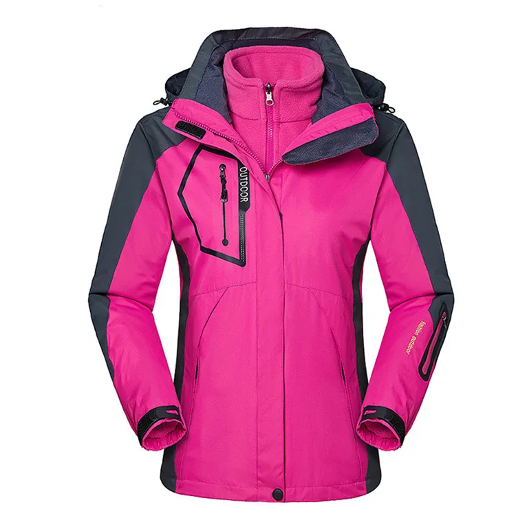 Mountainskin для мужчин и женщин зимние 2 шт. флисовые походные куртки для спорта на открытом воздухе Кемпинг Треккинг термо лыжное пальто VA644 - Цвет: Women Rose