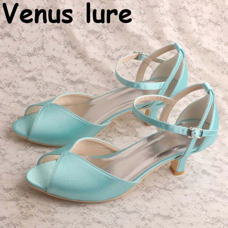 Sandalias de tacón bajo elegantes para verano, zapatos con punta abierta,  color verde menta, 22 colores|Sandalias de mujer| - AliExpress