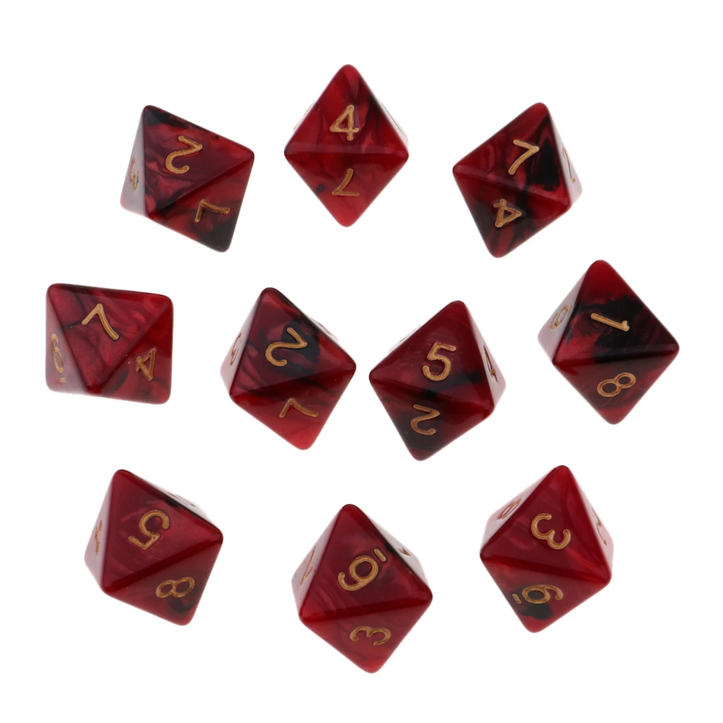 10 Pieces Polyhedral Dice Set Multi-sided Dice D8 for TRPG D& Dragons Game 8-sided Dice Set 