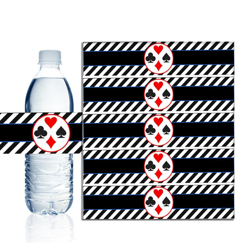 

Poker Water Bottle Labels Birthday Water Bottle Labels Poker Party Decor Baby Shower Party Supplies