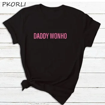 

Daddy Wonho Short-Sleeve women T-Shirt harajuku letter print blackpink Monsta X Fan Made t shirt camiseta mujer tops