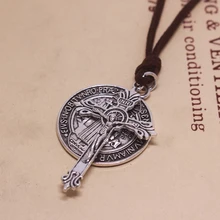 

Christian Saint Benedict Exorcism Holy Card Alloy Cross Vintage Catholic Relic Pendant Jesus On Cross Jesus Rosarios Catolicos