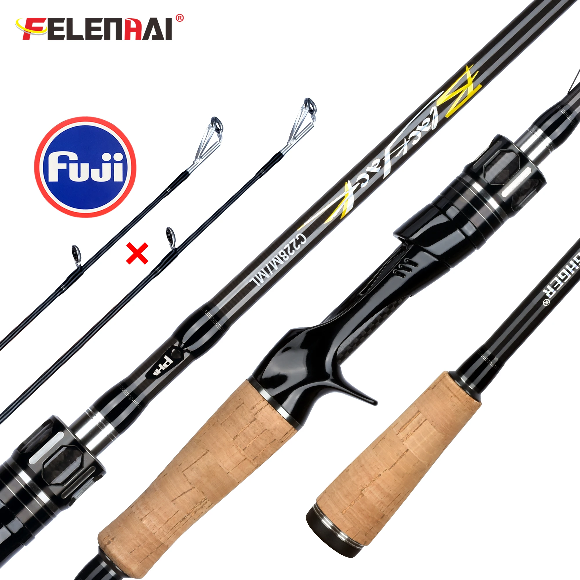 Felenhai Blackjack Casting Spinning Fuji Guide cannes à pêche  1.8/2.1/2.4/2.7/3.0/3.3m 2 pointes leurre 5-80g ML/M/MH/H canne à pêche à  l'appât