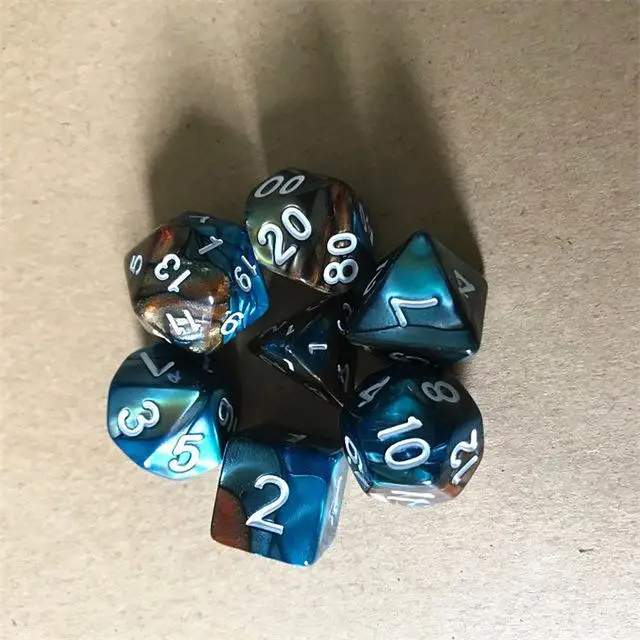 7 шт./компл. кости D4-D20 мульти-лицевая сторона игра в кости 5 видов цветов Настольный многогранный костюм акриловый набор пластиковых игрушек - Цвет: 04