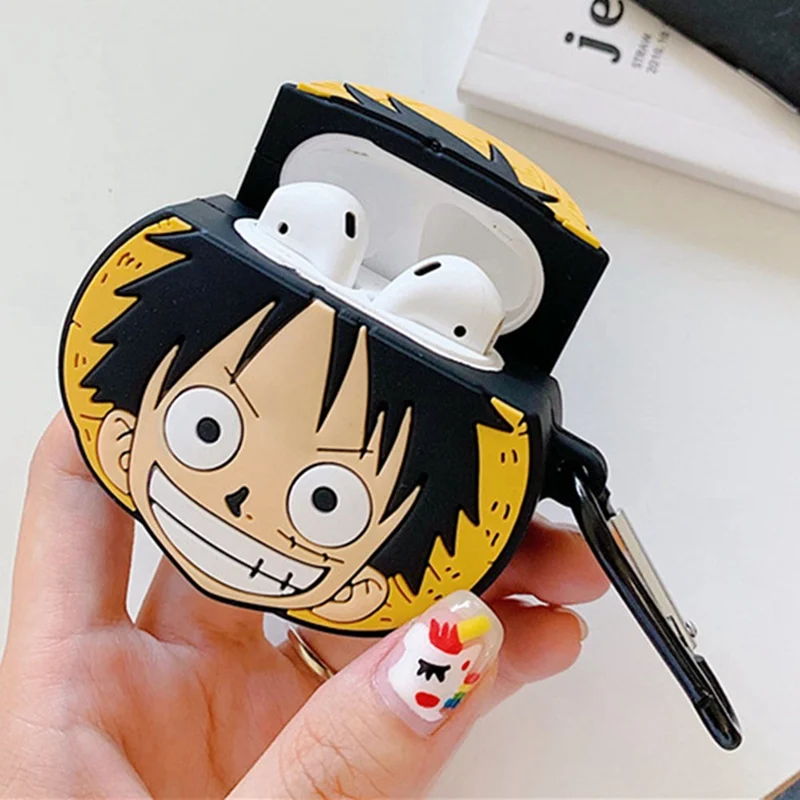 Аниме one piece Bluetooth наушники чехол для Airpods милый защитный чехол для Airpods 2 аксессуары с брелком 3D дизайн