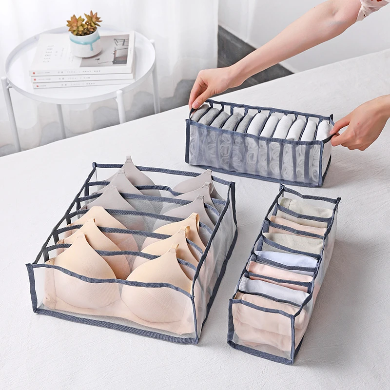 3 Pieces Set Home Underwear Storage Box Foldable Partitioned Sock