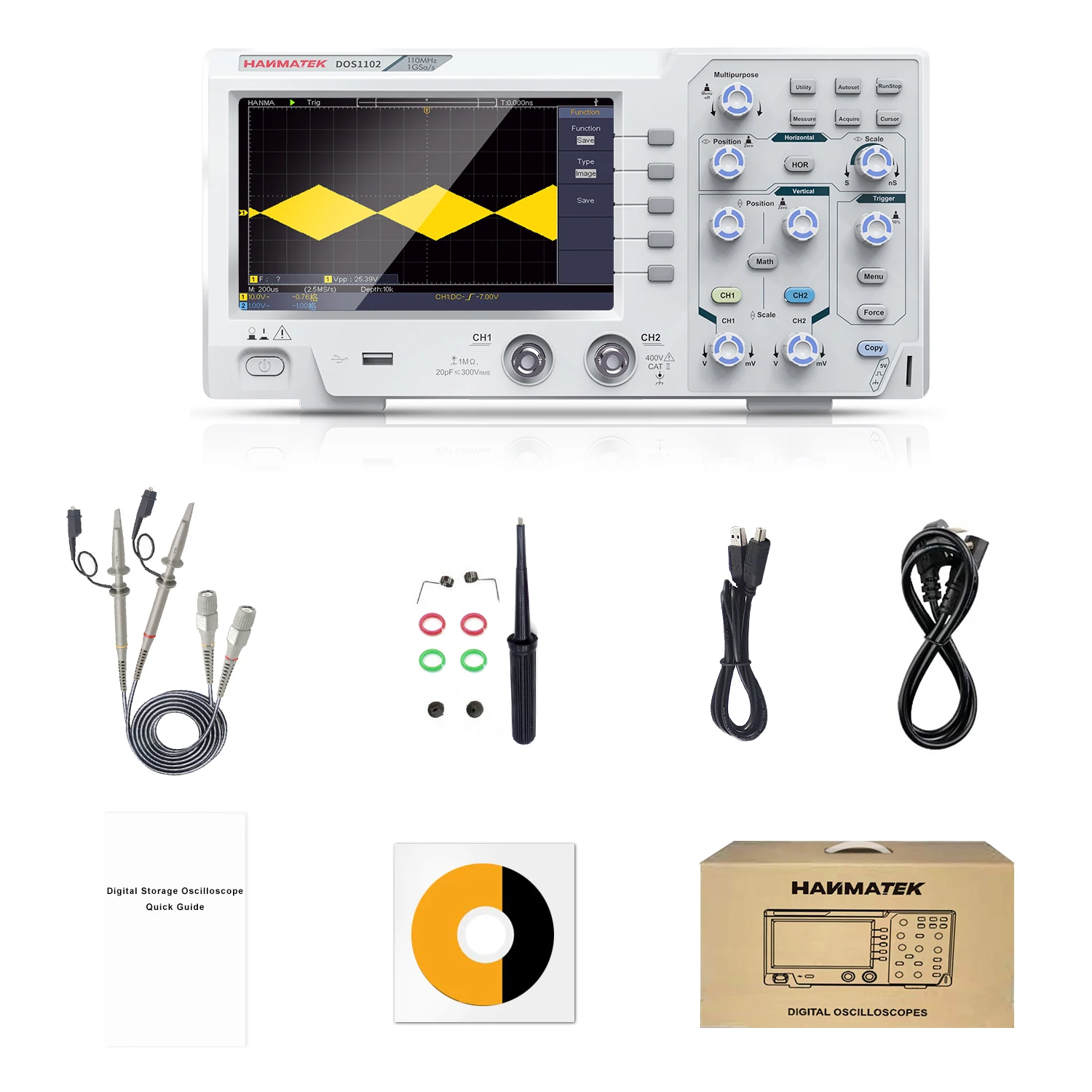hobbyant HANMAKET DOS1102 110MHz オシロスコープ HANMATEK DOS1102デジタルオシロスコープポータブル110MHz帯域幅