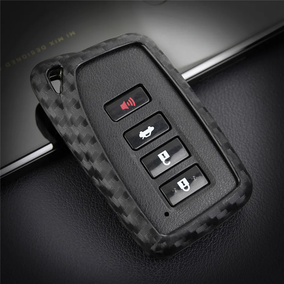 Silica Gel Carbon Fiber Car Key Case Cover For Lexus NX GS RX IS ES GX LX RC 200 250 350 LS 450H 300H Ring Chain | Автомобили и