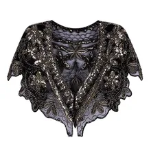 

Vintage Sequin Womens Cape Coat 1920s Flapper Party Fringed Woman Poncho Blue Cape Shawl Scarf For Wedding Capa Abrigo Mujer