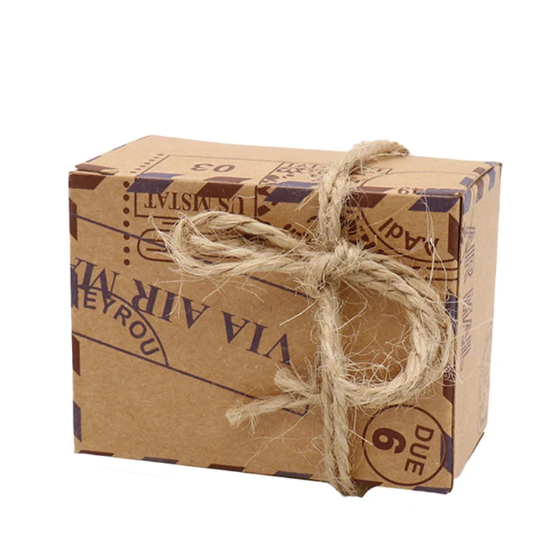 

50pcs Candy Box Chocolate Packaging Kraft Gift Box New Stamp Design Wedding Vintage Wedding and Gifts Bag Party Supplies