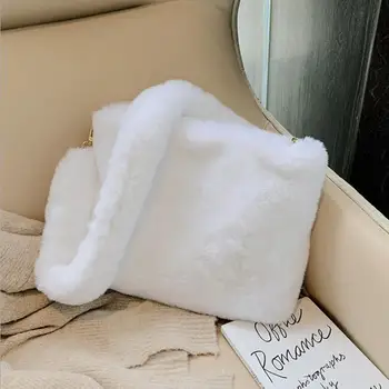 

Elegant Pluffy Plush Crossbody Bags For Women Plush Square Women's Handbags High Capacity Women Shoulder Bag Casual Big Shopper