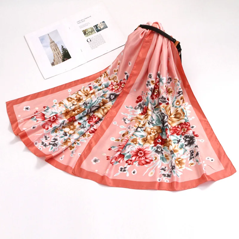 1 flower pink Большие женские шарфы 180x70 см хиджаб шарф Джерси Осень Зима теплые шарфы пашмины - Цвет: 1 flower pink
