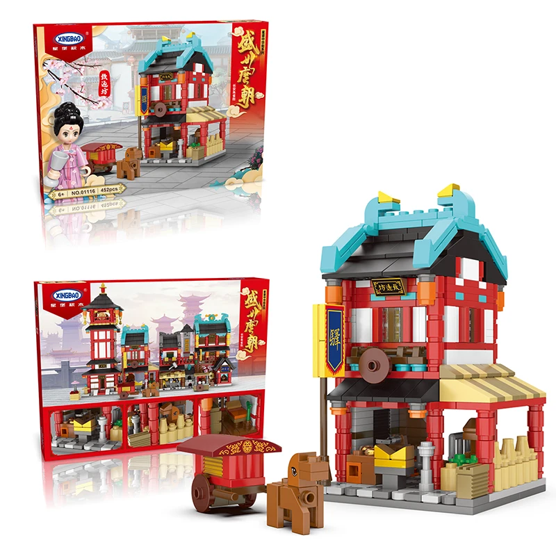Il Nuovo Mini Chinatown Blocchi Di Costruzione Ad Alta Tecnologia Stile Dinastia Tang Changan City Post Office "Zhiyuanfang" Modello Mattoni Giocattol
