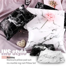Мягкий мраморный узор из искусственной кожи маникюрный набор подушек для рук коврик для отдыха рук складной дизайн маникюрный салон ручная Подушка держатель моющийся