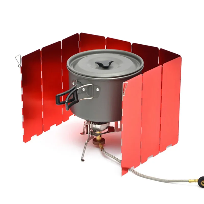 

Camping Wind Shield Gas Stove Outdoor Oxidized Windshield Windscreen Screen Deflector Cooker Fogao Kamp With Storage Box