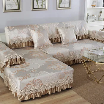 

European-style Sofa Cover Cushion Ice Silk Fabric Sofa Towel Couch Cover Four Seasons Embroidery Sofa Cushion Corner Sofa Cover