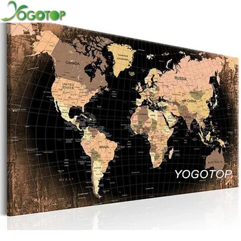 

large 5D Diamond Embroidery World map Full puzzle Sets Diy Diamond Painting Mosaic Pictures Of Rhinestones Home Decor YY2728