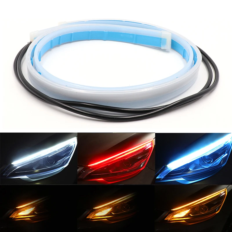 

Niscarda 2X Waterproof Flexible Car LED DRL Daytime Running Light Flowing Auto Headlight Strip Brake Turn Signal Lamp