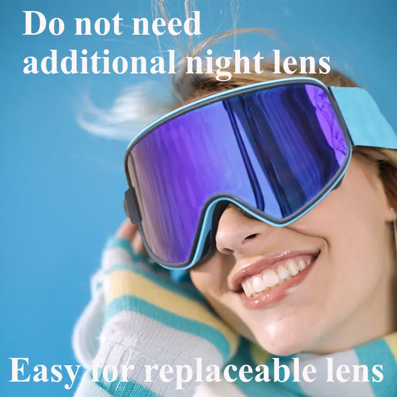 2 в 1, лыжные очки с магнитными линзами двойного назначения для ночных лыж, противотуманные Uv400, очки для сноуборда, мужские, женские,, лыжные очки