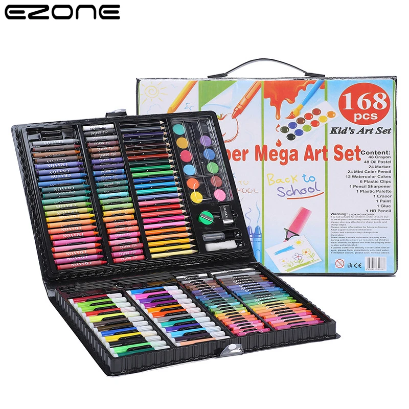 Ezone 168Pcs/Set Watercolor Art Markers Children's Drawing Stationery Watercolor Pen Crayons Colored Pencil Art Supplies Gift|Crayons| - Aliexpress