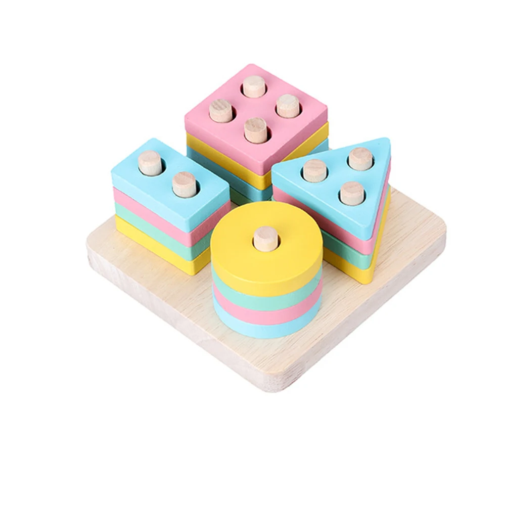 

Color Perception Geometric Wooden Toy Games Children Education Boys Girls Fun Building Blocks Kids Board Early Learning Stack Up