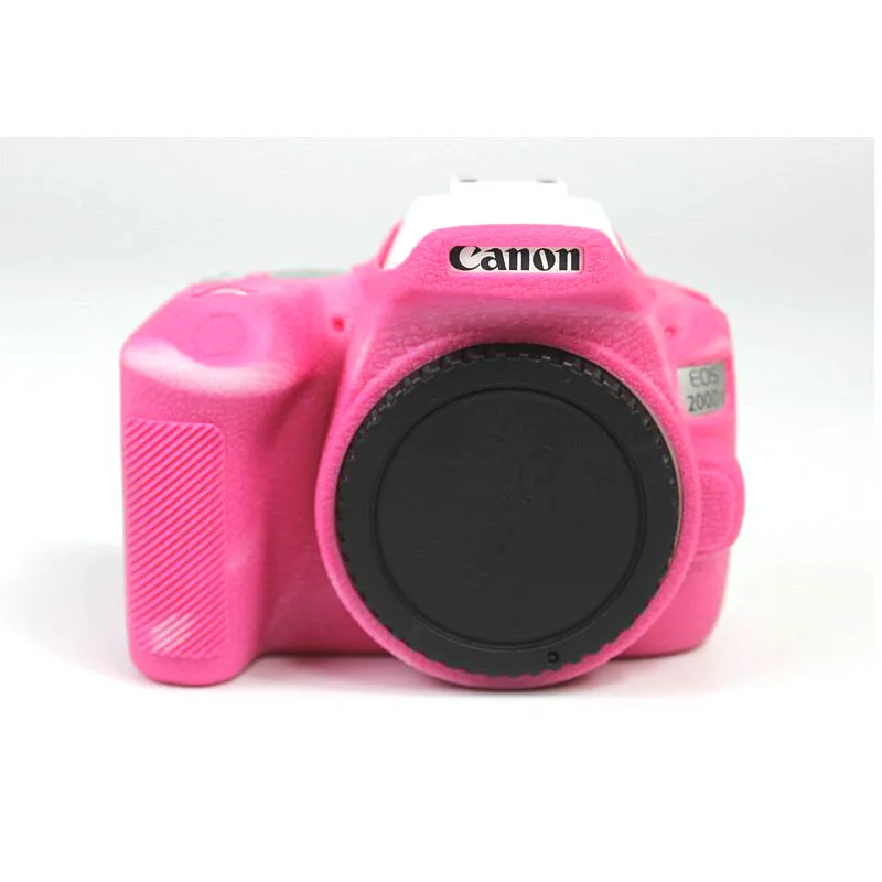 Розовый Резиновый силиконовый чехол для Canon EOS 200D 200DII 250D Kiss X9 X10 Rebel SL2 SL3 защитная рамка для камеры - Цвет: Розовый