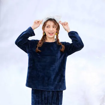 

Pajama lady autumn and winter flannel long-sleeve thickening warm suit lovely sweet coral velvet home wear two pieces