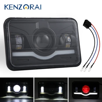 

1pcs 7Inch LED Headlamps with Halo Ring Amber Turn Signal For lada niva 4x4 suzuki samurai 7" DRL Halo Headlights For VAZ 2101