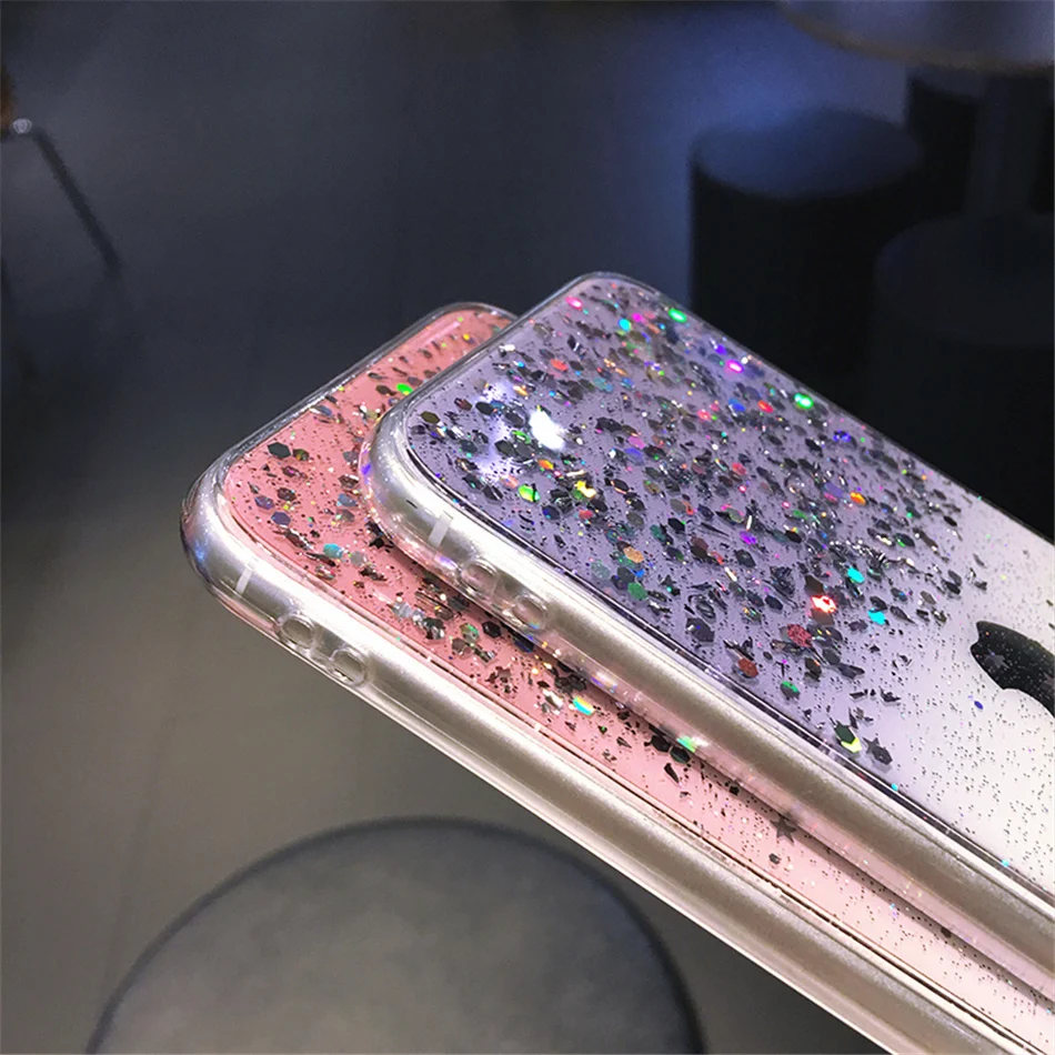 iphone 12 pro flip case Clear Glitter Phone Case For iPhone 13 12 Pro 11 Pro Max XS Max XR X 7 8 Plus 12Mini SE 2020 Cute Gradient Rainbow Sequins Coque iphone 12 pro waterproof case