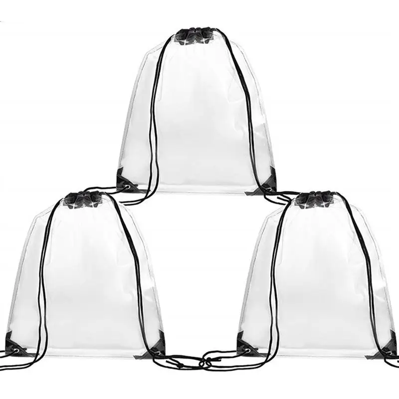 

Clear Drawstring Backpack Portable Drawstring Bag Transparent Toiletry Storage Bag PVC Plastic Pull String Bag for Travel