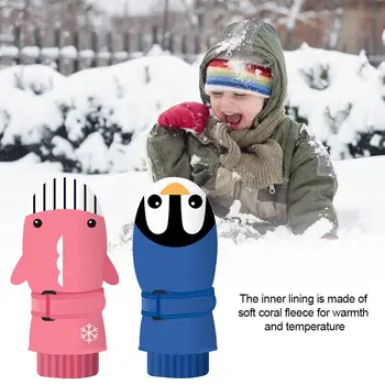 

Children's Ski Gloves Winter Play Snow Waterproof Strap Double Layer Plus Velvet Thick Warm Children Playing With Snow Gloves Ou