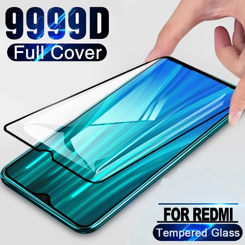 Закаленное стекло 9999D с полным покрытием для Xiaomi Redmi Note 9 8 8T 10 Pro 10X защита экрана 8A 9A