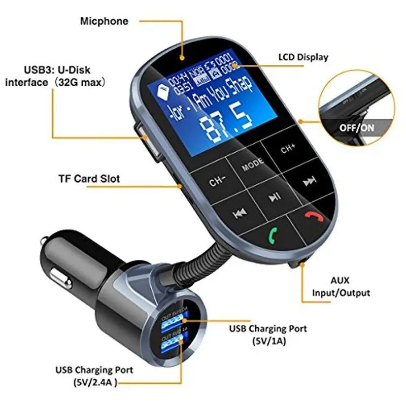 FM автомобильные зарядные устройства передатчик, Bluetooth беспроводной Радио Аудио адаптер приемник комплект