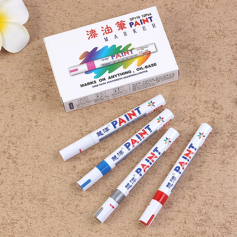 Waterproof Car Wheel Tire Oily Car Paint Pen Painting Mark Pen Auto Rubber Tyre Tread Permanent Paint Marker Touch Up Care