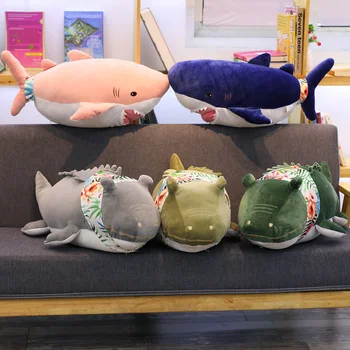 

New Shark&Crocodile Plush Toy Pillow Doll Blanket Car Office Dual Purpose Cushion Blanket Napping Pillow Airable Blanket