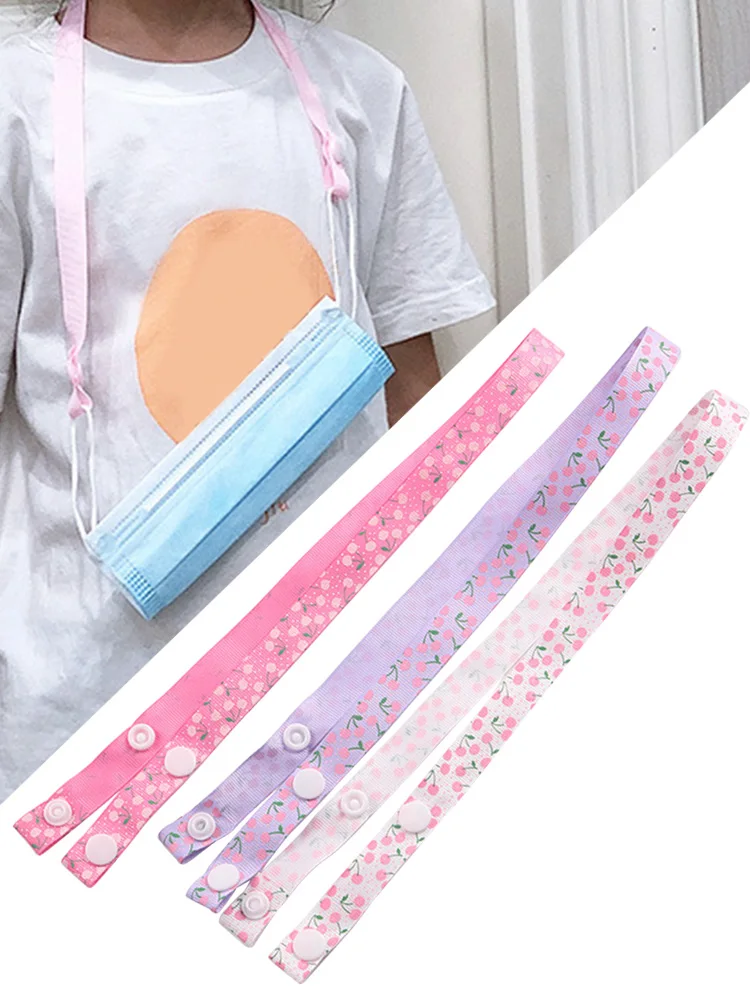 Cordón antipérdida para mascarilla de niños, correa de ajuste para la oreja, con patrón de cereza, antipérdida, con cuello Halter, antipérdida, por Uds.