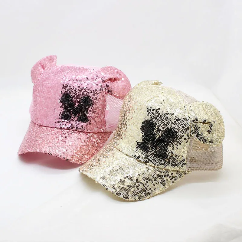 

Children's mesh cap sequins cat ear sequins mesh cap game hat