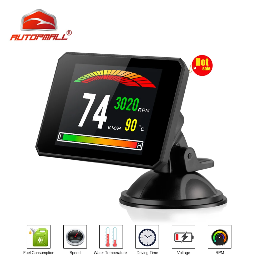 Дисплей на лобовом стекле HUD OBD II 2 P16 Автомобильный дисплей Hud интерфейс OBD2