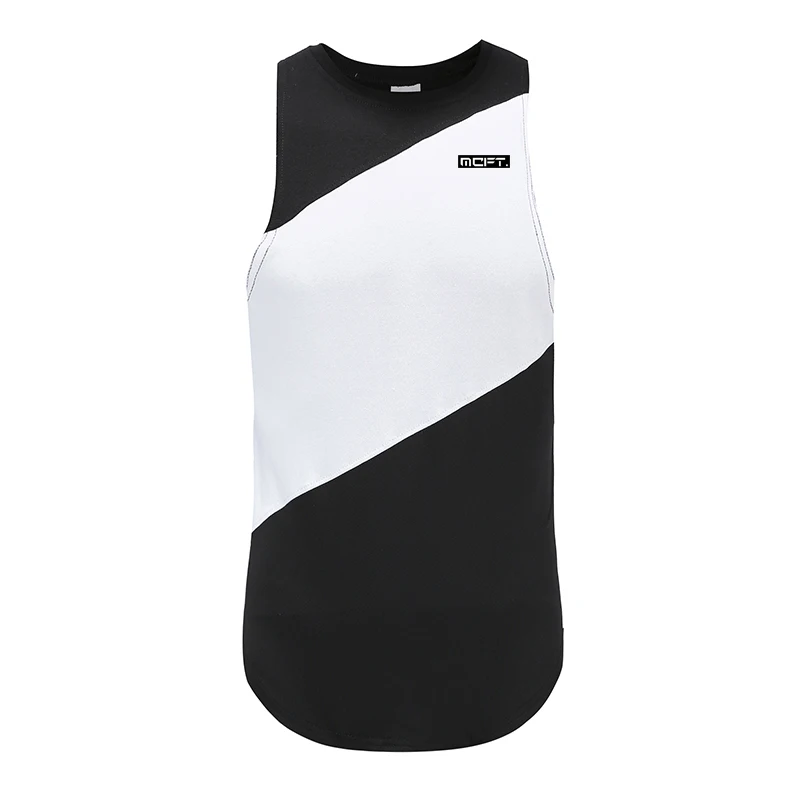 Новая летняя рубашка из хлопка с сеткой в стиле «пэтчворк для тренажерного зала футболка брендовая одежда Спортивная футболка мужская Спортивная, с коротким рукавом Футболка - Цвет: black white vest