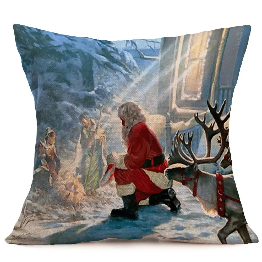 H Ouneed Merry Christmas льняные наволочки для диванных подушек, наволочки для подушек для украшения дома, наволочки для диванных подушек, наволочки для домашнего декора - Цвет: H
